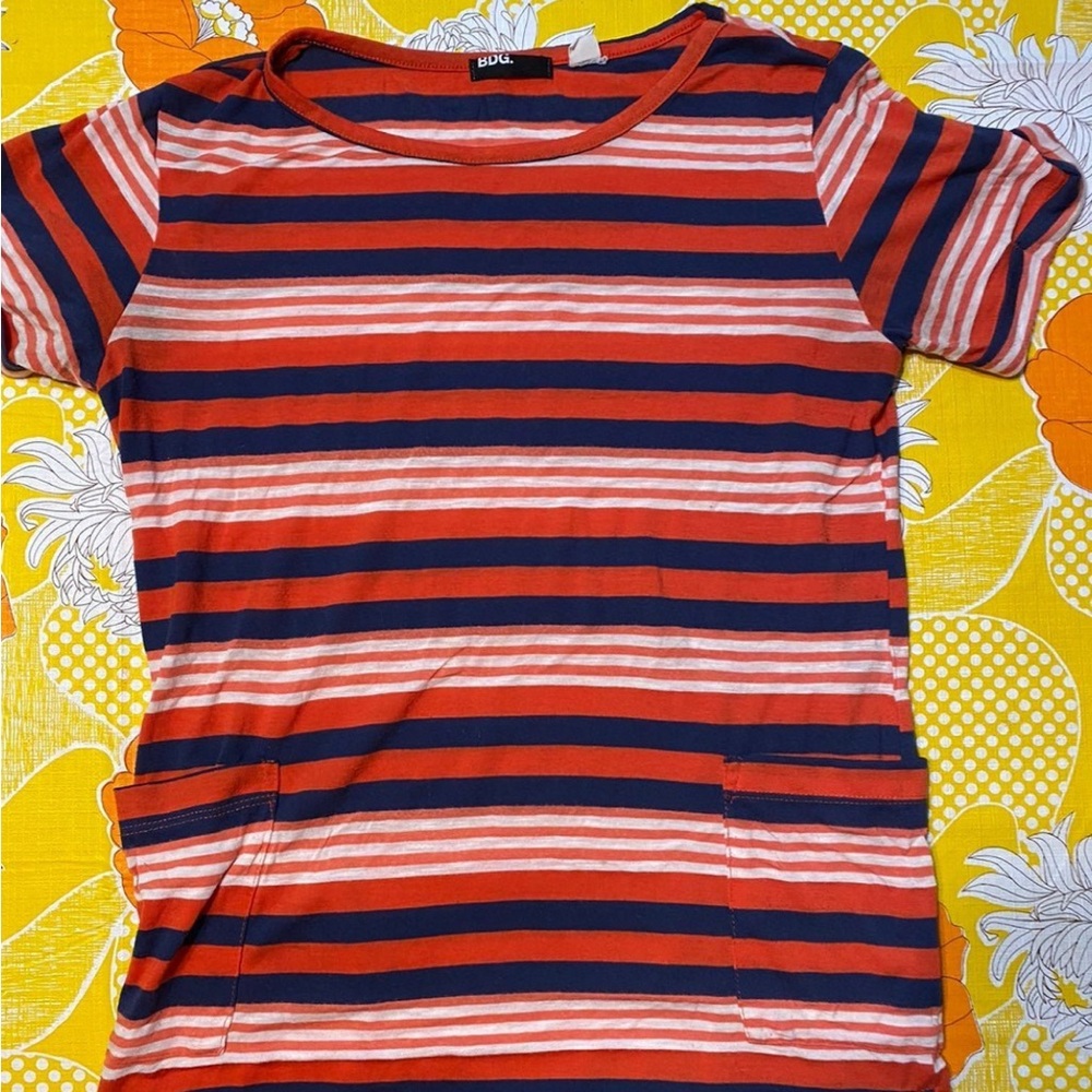 Vintage BDG men’s  Red and Navy Striped Tee